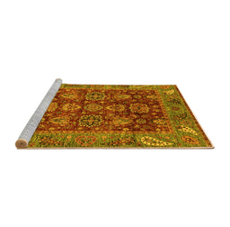 Sideview of Machine Washable Oriental Yellow Traditional Rug, wshabs3743yw