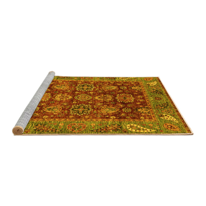 Sideview of Machine Washable Oriental Yellow Traditional Rug, wshabs3743yw