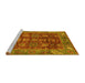 Sideview of Machine Washable Oriental Yellow Traditional Rug, wshabs3743yw