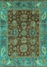 Machine Washable Oriental Turquoise Traditional Area Rugs, wshabs3743turq