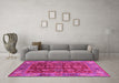 Machine Washable Oriental Pink Traditional Rug in a Living Room, wshabs3743pnk