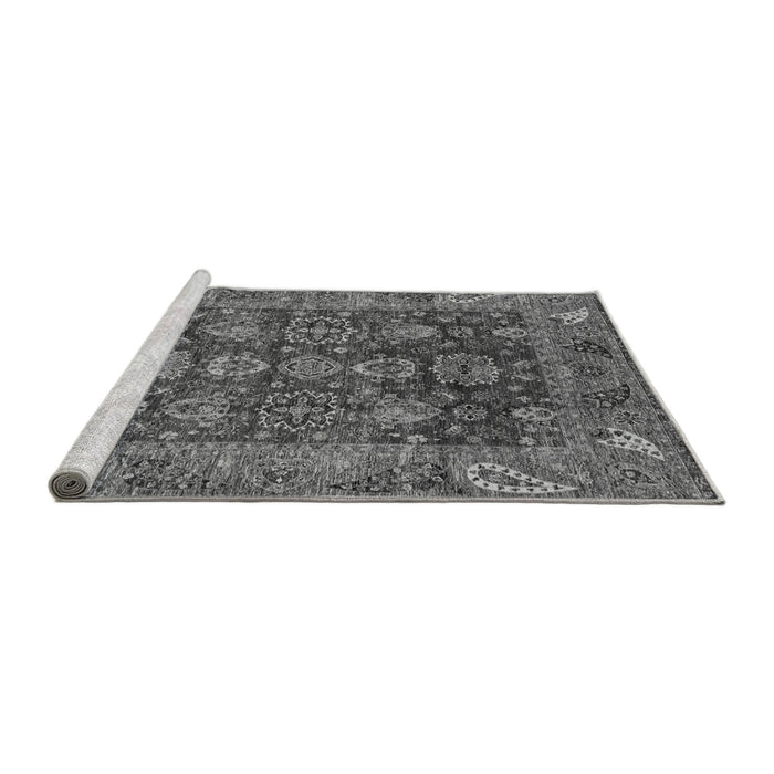 Sideview of Machine Washable Oriental Gray Traditional Rug, wshabs3743gry