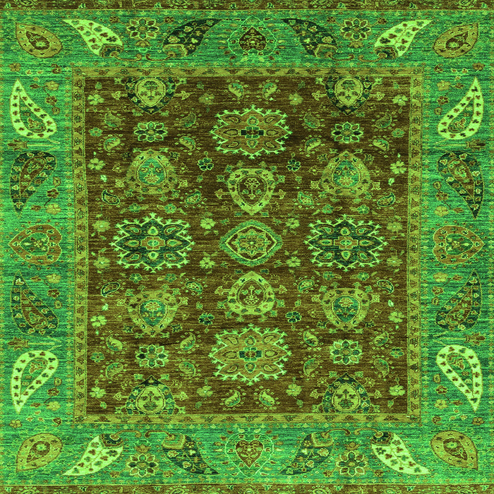 Square Oriental Green Traditional Rug, abs3743grn