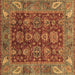 Square Oriental Brown Traditional Rug, abs3743brn