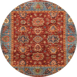 Round Machine Washable Abstract Orange Brown Rug, wshabs3743