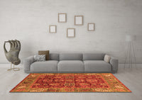 Machine Washable Oriental Orange Traditional Rug, wshabs3743org