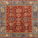 Square Abstract Orange Brown Oriental Rug, abs3743