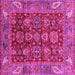 Square Machine Washable Oriental Pink Traditional Rug, wshabs3743pnk