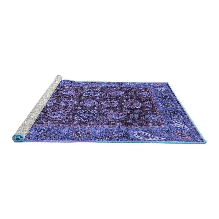 Sideview of Machine Washable Oriental Blue Traditional Rug, wshabs3743blu