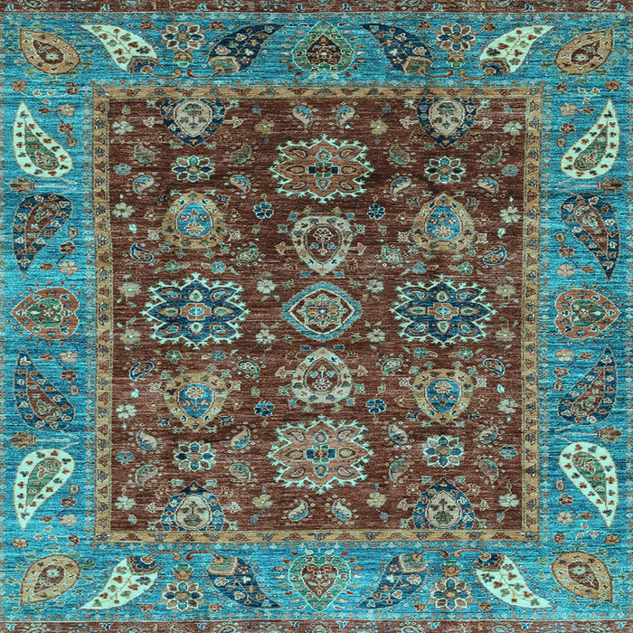 Square Oriental Light Blue Traditional Rug, abs3743lblu