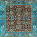 Square Oriental Light Blue Traditional Rug, abs3743lblu