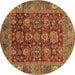 Round Machine Washable Oriental Brown Traditional Rug, wshabs3743brn