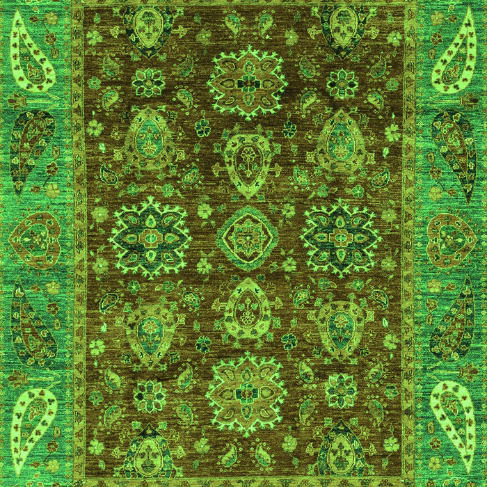 Machine Washable Oriental Green Traditional Area Rugs, wshabs3743grn