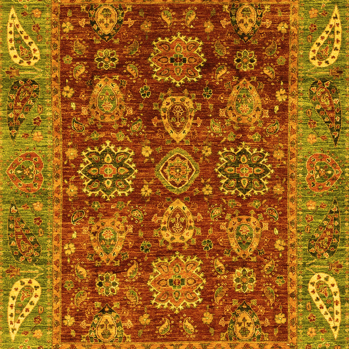 Machine Washable Oriental Yellow Traditional Rug, wshabs3743yw