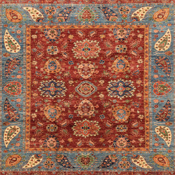 Square Machine Washable Abstract Orange Brown Rug, wshabs3743