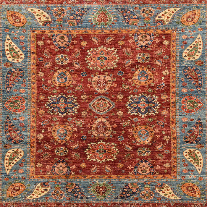 Square Machine Washable Abstract Orange Brown Rug, wshabs3743