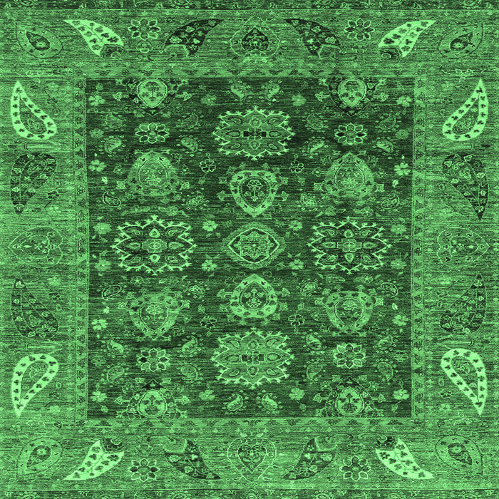 Square Oriental Emerald Green Traditional Rug, abs3743emgrn