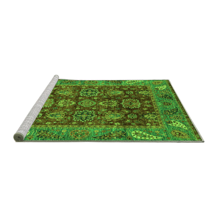 Sideview of Machine Washable Oriental Green Traditional Area Rugs, wshabs3743grn
