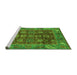 Sideview of Machine Washable Oriental Green Traditional Area Rugs, wshabs3743grn