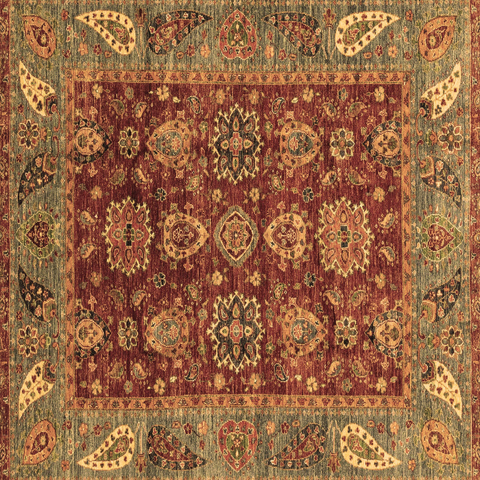 Square Machine Washable Oriental Brown Traditional Rug, wshabs3743brn