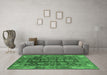 Machine Washable Oriental Emerald Green Traditional Area Rugs in a Living Room,, wshabs3743emgrn