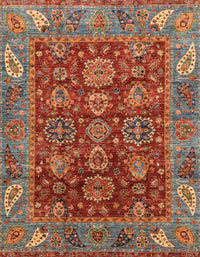 Machine Washable Abstract Orange Brown Rug, wshabs3743