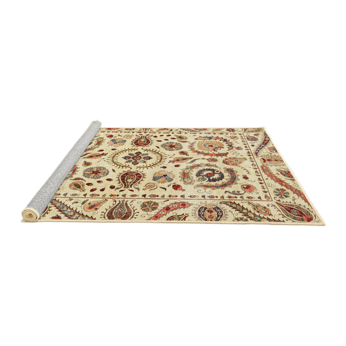 Sideview of Machine Washable Abstract Sun Yellow Rug, wshabs3744