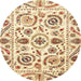 Round Machine Washable Abstract Sun Yellow Rug, wshabs3744