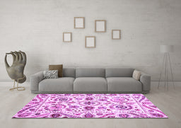 Machine Washable Abstract Purple Modern Area Rugs in a Living Room, wshabs3744pur