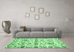 Machine Washable Abstract Emerald Green Modern Area Rugs in a Living Room,, wshabs3744emgrn