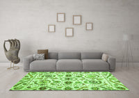 Machine Washable Abstract Green Modern Rug, wshabs3744grn