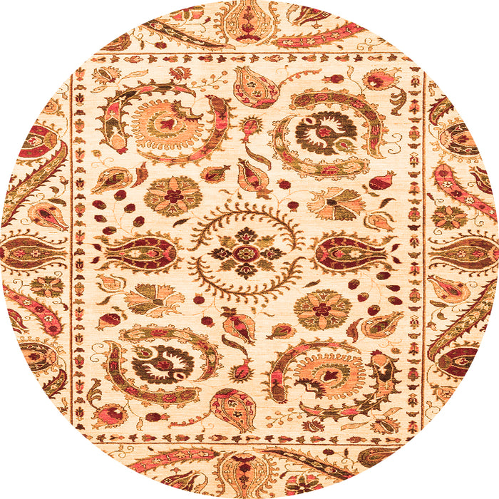 Round Abstract Orange Modern Rug, abs3744org