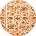 Round Abstract Orange Modern Rug, abs3744org