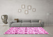 Machine Washable Abstract Pink Modern Rug in a Living Room, wshabs3744pnk