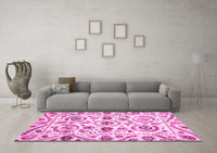 Machine Washable Abstract Pink Modern Rug, wshabs3744pnk