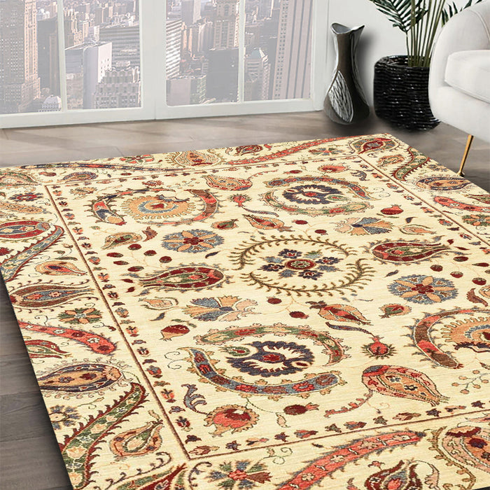 Abstract Sun Yellow Modern Rug in Family Room, abs3744