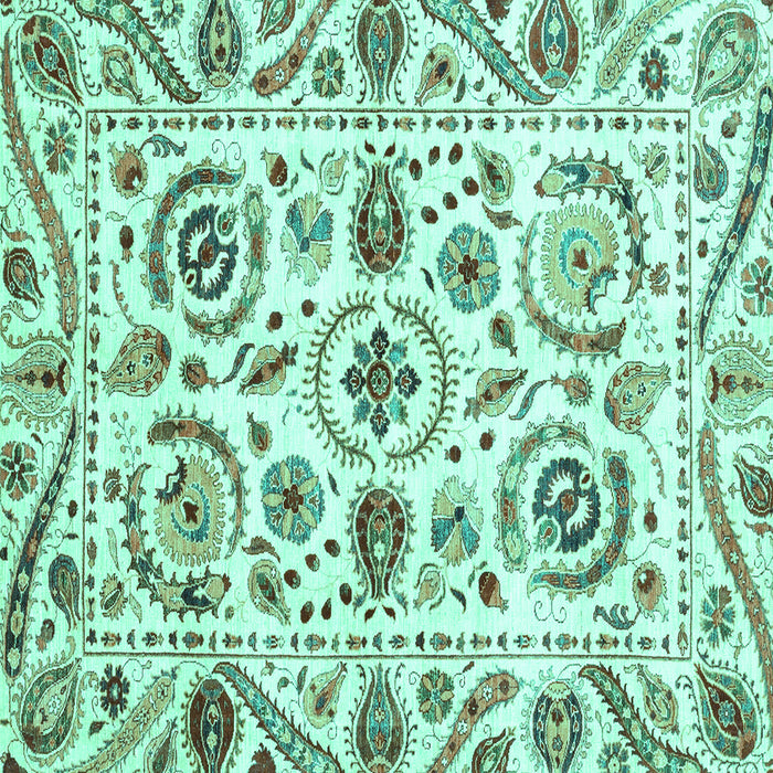 Square Abstract Turquoise Modern Rug, abs3744turq