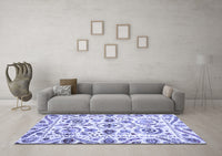 Machine Washable Abstract Blue Modern Rug, wshabs3744blu