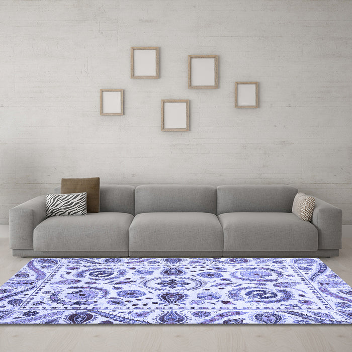 Machine Washable Abstract Blue Modern Rug in a Living Room, wshabs3744blu