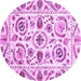 Round Machine Washable Abstract Purple Modern Area Rugs, wshabs3744pur