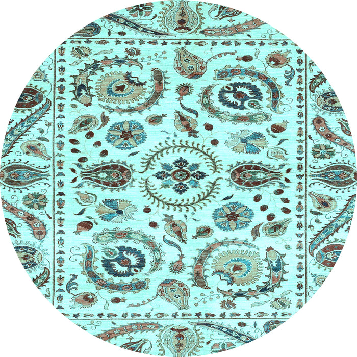 Round Abstract Light Blue Modern Rug, abs3744lblu