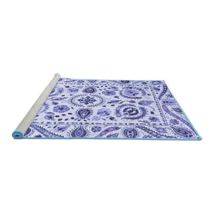 Sideview of Machine Washable Abstract Blue Modern Rug, wshabs3744blu
