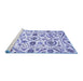 Sideview of Machine Washable Abstract Blue Modern Rug, wshabs3744blu