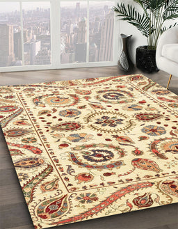 Machine Washable Abstract Sun Yellow Rug in a Family Room, wshabs3744