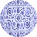 Round Machine Washable Abstract Blue Modern Rug, wshabs3744blu