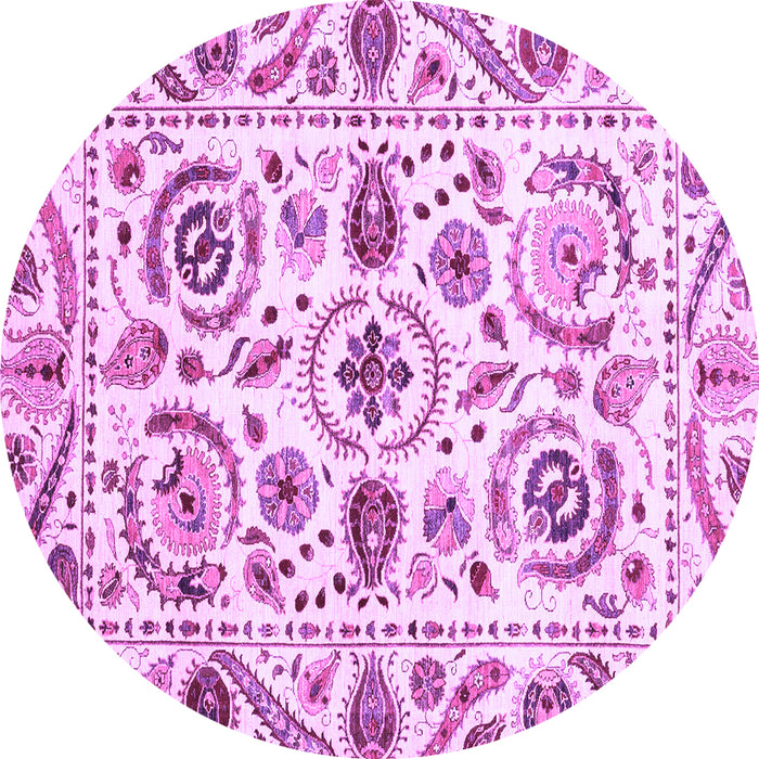 Round Abstract Purple Modern Rug, abs3744pur