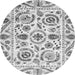 Round Abstract Gray Modern Rug, abs3744gry