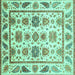 Square Machine Washable Abstract Turquoise Modern Area Rugs, wshabs3745turq