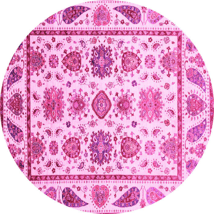 Round Abstract Pink Modern Rug, abs3745pnk