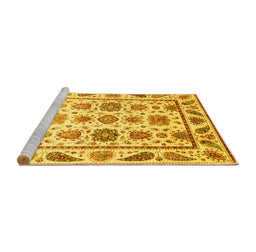 Sideview of Machine Washable Abstract Yellow Modern Rug, wshabs3745yw